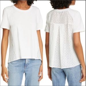 Veronica Beard White Mauna Eyelet Top